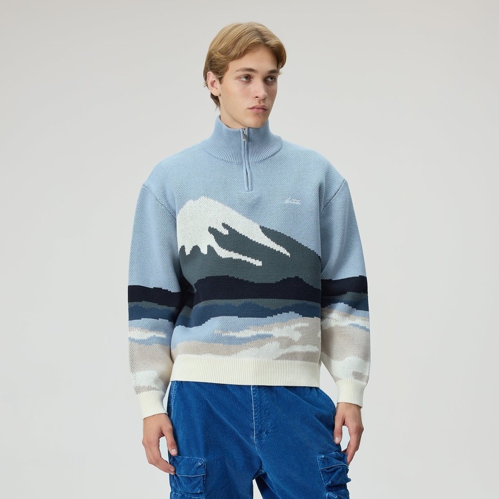 Kith Scenic Wyona Quarter Zip Sweater Kindred Graphic Print Cardigan Size XL